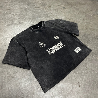 `WHEEL’ BLACK WASHED TEE