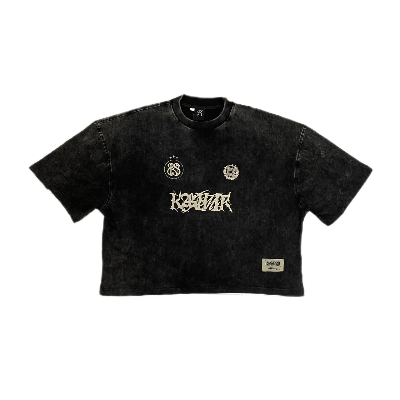`WHEEL’ BLACK WASHED TEE